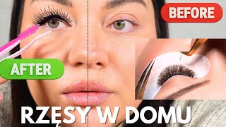 PRZEDŁUŻANE RZĘSY W DOMU Test Cluster Lashes [upl. by Nadya142]