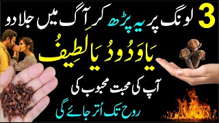 3 Long Par Ya Latifo Ya Wadoodo Parh Kar Aag Mein Jala Dein┇3 Long ka Wazifa For Love┇Wazifa Mohabat [upl. by Anam]