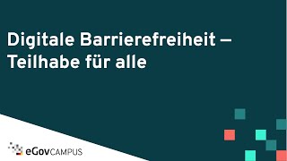 eGovCampus – Digitale Barrierefreiheit – Teilhabe für alle Teaser [upl. by Atinaej]