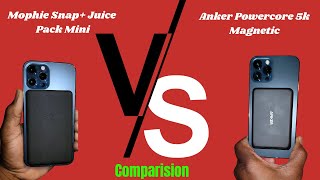 Magsafe comparision the anker powercore 5k Magnetic vs the mophie snap plus juice pack mini [upl. by Ennaimaj854]