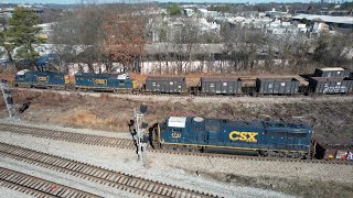 The CSX SD70MAC EMDs and D9s and a Three away Meet at the Wye [upl. by Greenes]