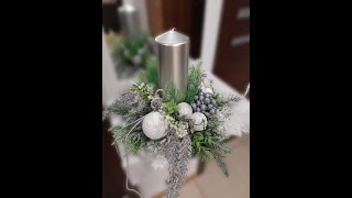 Stroik Świąteczny w kolorze srebrnym ze świecą Christmas decoration DIY [upl. by Kera]