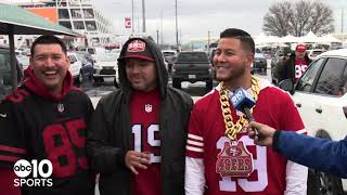 San Francisco 49ers fans and Green Bay Packers fans tailgate ahead of NFC Divisional Matchup [upl. by Bruning868]