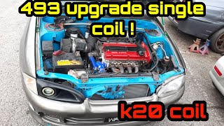 Satria 4g93 twin cam upgrade k20 coil running in [upl. by Halak619]