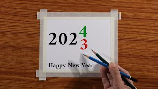 Easy New Year 2024 Drawing for Beginners  Drawing with Oil Pastels  Step by Step [upl. by Ityak]