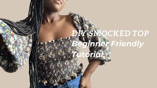 Diy Shirred Smocked Top  Beginner Friendly Tutorial [upl. by Avie]