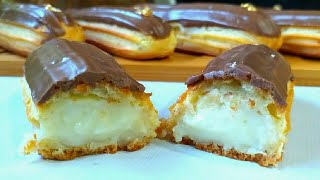 مطبخ لوانإكلير المحلات ناجح100✔recette des éclairs très réussie [upl. by Eissirhc]