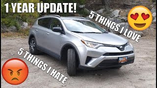 2018 TOYOTA RAV4 1 YEAR UPDATE  5 THINGS I LOVE AND 5 THINGS I HATE ABOUT MY TOYOTA RAV4 LE [upl. by Atlanta]