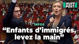 Léaument demande aux descendants d’immigrés de lever la main Le Pen répond « Bardella » [upl. by Llenral]