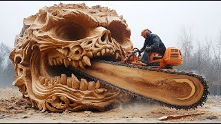 Fastest Big Chainsaw Cutting Tree Machines Skills Extreme Chainsaw Wood Carving Cutting Woodworking [upl. by Fritze]