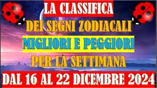 La Classifica dei Segni Zodiacali Migliori e Peggiori per la Settimana dal 16 al 22 Dicembre 2024 [upl. by Ardenia]