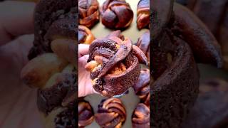 Mini Chocolate Caramel Babka Recipe in the comments babka chocolate bread muffins foodconvo [upl. by Nonad]