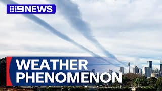 Unique weather phenomenon stretches Sydneys sky  9 News Australia [upl. by Neeluqcaj]