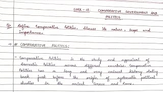 Core 12  Comparative Politics  Nature Scope Importance  BA POLITICAL SCIENCE SEM 05 VBU [upl. by Knute43]