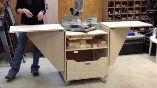 How To Build A Mobile Miter Saw Stand  DIY Folding [upl. by Eenttirb]