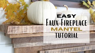 Fireplace Mantel Tutorial  Faux Mantel Idea  Easy DIY Mantel  Simple Fireplace Mantel [upl. by Cohlier469]