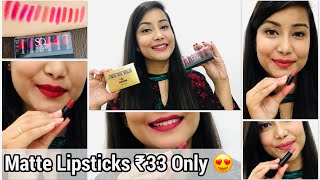 Matte Lipsticks for ₹33 Only  Sq Mini Lipsticks  Ny Bae Mini lipsticks  Detailed Review [upl. by Janis611]