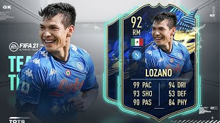 FIFA 21 HIRVING LOZANO 92 TOTS PLAYER REVIEW I FIFA 21 ULTIMATE TEAM [upl. by Chaim]