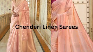 Chenderi Linen Sarees  Fancy Sarees [upl. by Nylave]