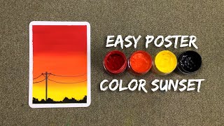 Easy Poster Color Sunset Painting for Beginners  Stepbystep Tutorial [upl. by Juni255]