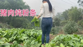 立冬了，今天一个人吃独食，做一道家常菜猪肉炖粉条暖暖胃！ [upl. by Evanne]