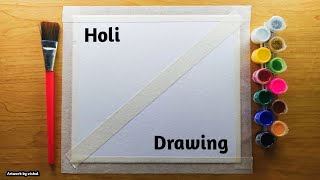 Holi Special Drawing 2024 easy watercolor painting for beginners step by step tutorial [upl. by Norrab]