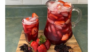 Agua de jamaica con fresas súper deliciosa [upl. by Teeter]