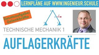 Auflagerkräfte und Gelenkkräfte berechnen Aufgabe – Technische Mechanik 1 [upl. by Fee]