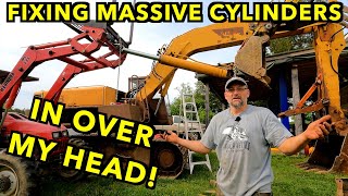 Fixing BIG Hydraulic Cylinders On A Massive Excavator [upl. by Llenej138]