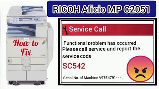 Service Call RICOH Aficio MP C2051  RICOH Photostat sticker and colour poster printer service call [upl. by Semadar59]