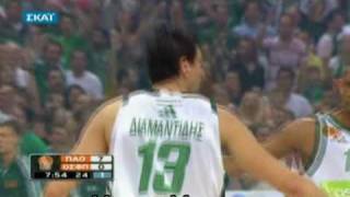 Dimitris Diamantidis spits on Milos Teodosic  3rd final of the greek Playoffs [upl. by Arsi]