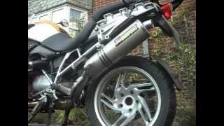 BMW R1200 GS standard exhaust change to an Akrapovic racing line slip on [upl. by Hen]