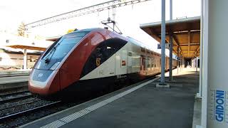 Bern  Switzerland Bombardier train RABe502 from the SBB leaving to Geneva Airport [upl. by Ennavoj]