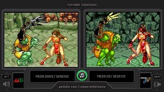 Samurai Shodown Sega Genesis vs Sega CD Side by Side Comparison 2 Longplay [upl. by Otnicaj412]