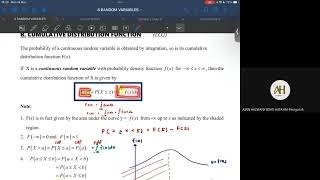 Lecture 4 Cumulative Distribution Function Continuous Random Variable  SM025 2324 [upl. by Thamora]