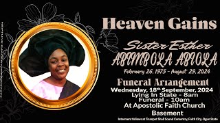 Funeral Service for Late Sister Esther Abimbola Abiola 18092024 [upl. by Adnuhsar207]