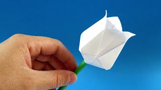 Easy Paper Tulip Origami Flower [upl. by Morice117]