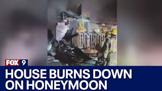 Honeymooning couple learns home burned down [upl. by Aved840]