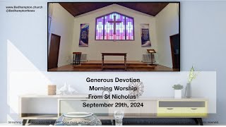 Morning Worship Sunday September 29th 2024  Generous Devotion [upl. by Leihcey]