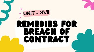 Remedies for breach of contract Law of Contracts Explanation in Tamil lawstudents lawsyllabus [upl. by Lahsram]