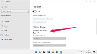 How to Show \ Enable Taskbar on Multiple Displays in Windows 11 [upl. by Kapoor]