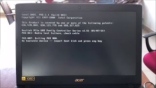 No bootable device  insert boot disk and press any key Media test failure check cable  Acer [upl. by Alaham]