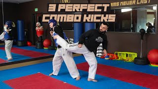 3 Perfect Combo Kicks  Taekwondo Sparring Tips [upl. by Rakabuba]