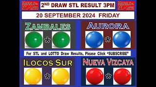 STL 2ND Draw 3PM Result Zambales Aurora Ilocos Sur Nueva Vizcaya 20 September 2024 FRIDAY [upl. by Alesi]