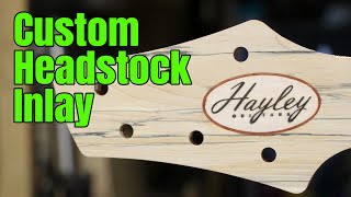 Making and Installing the Headstock Logo Inlay  Building an Acoustic Guitar [upl. by Eberto]