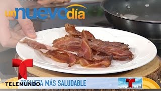 Recetas de cocina Cómo hacer tocineta más saludable  Un Nuevo Día  Telemundo [upl. by Hoeg]