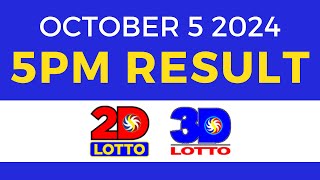 5pm Lotto Result Today October 5 2024  PCSO Swertres Ez2 [upl. by Eneiluj382]