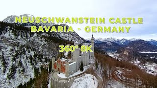 8K 360° VR Neuschwanstein Castle in winter Bavaria  Germany [upl. by Adnohsak]