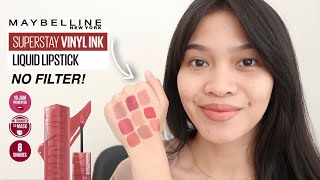 MAYBELLINE SUPERSTAY VINYL INK SWATCHES REVIEW Ratu Adellya [upl. by Eyahsal]