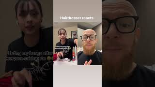 Hairdresser reacts to a DIY bang cut [upl. by Dripps]